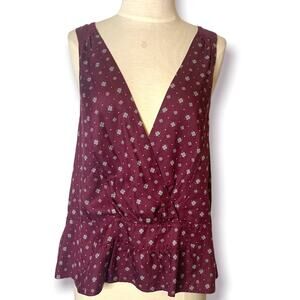 Marc Jacobs silk wine geo print ruffle top sz 6